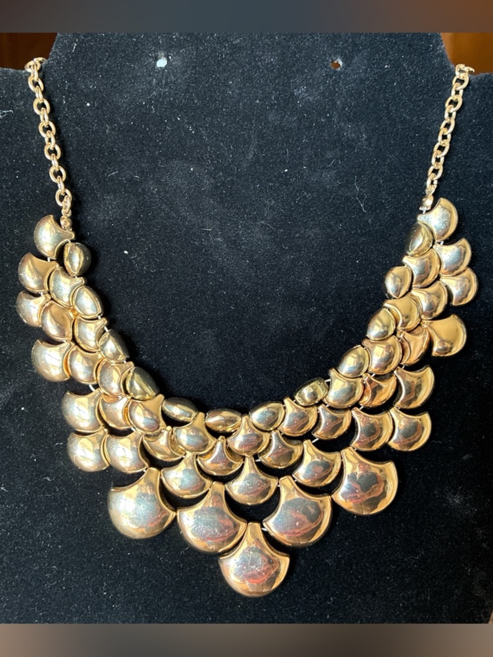 Gold-Tone Layered Scallop Bib Necklace